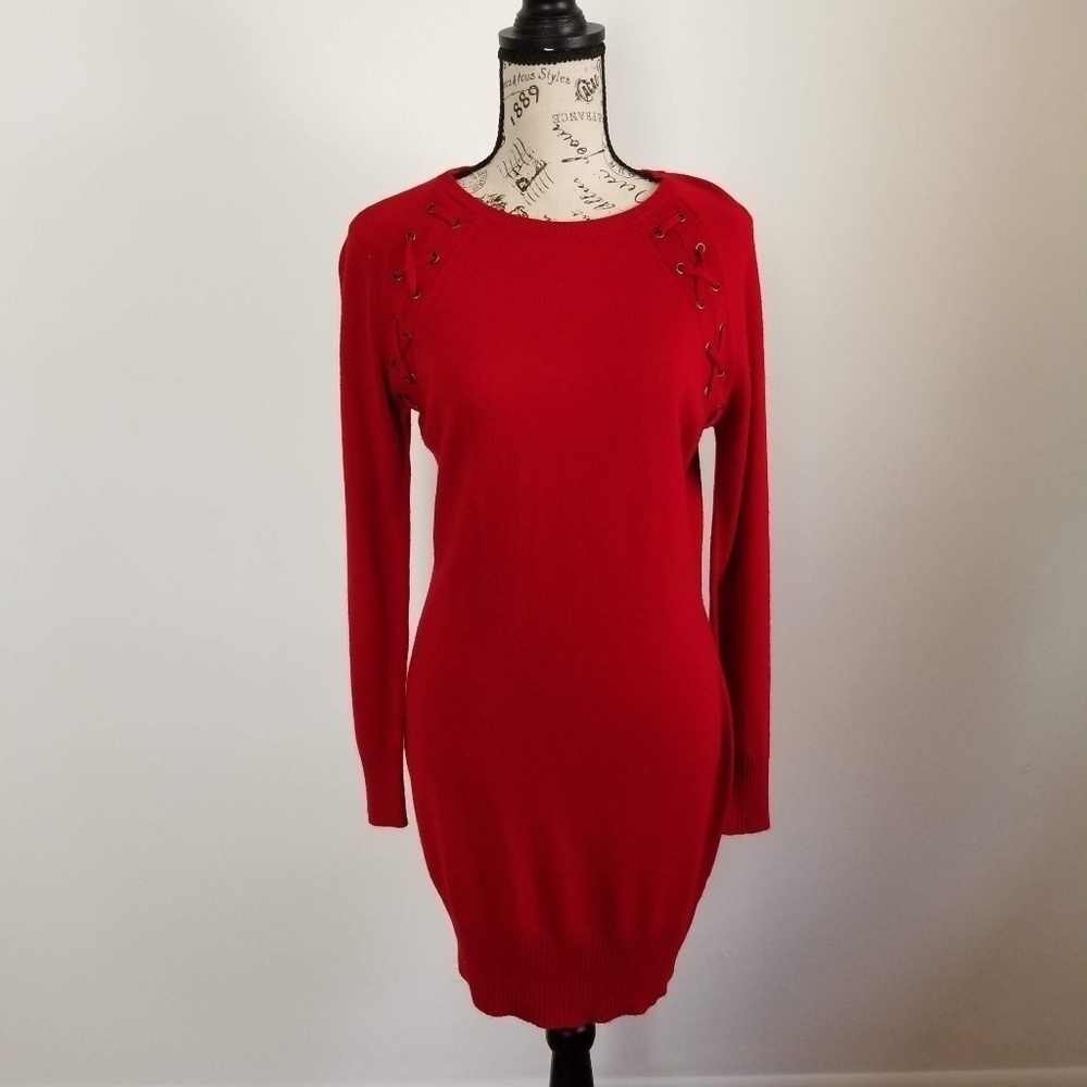 Red sweater dress
